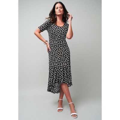 Jessica London Women's Plus Size Stretch Knit Flounce Hem Maxi Dress