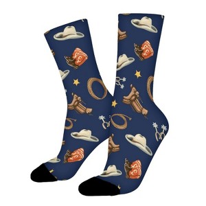 Navy Way Out West Women Printed Crew Socks Funny Funky Socks Soft Polyester Novelty Gifts for Artists Men - 1 of 1
