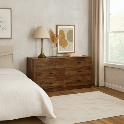 Royal Hampton 6-Drawer Solid Mango Wood Dresser Furniture, 60 Inch