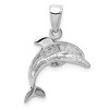 Black Bow Jewelry 14k White Gold Jumping Dolphin Pendant, 16mm (5/8 Inch) - 3 of 4