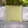 HomeRoots 22" Green and White Quatrefoil Indoor Outdoor Throw Pillow - 2 of 4