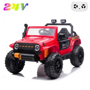 Jojoka 24V Ride on Truck Car for Kids, Battery Powered 4*55W Motor Electric Toys with Remote Control, 2 Seatl, Spring Suspension, Bluetooth, 3 Speeds - 1 of 4