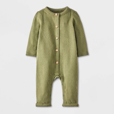 Image of Baby Cozy Ribbed Romper - Cat & Jack™ Green 0-3M