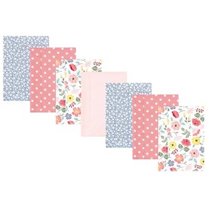 Hudson Baby Infant Girl Cotton Flannel Burp Cloths, Modern Botanical 7 Pack, One Size - 1 of 4