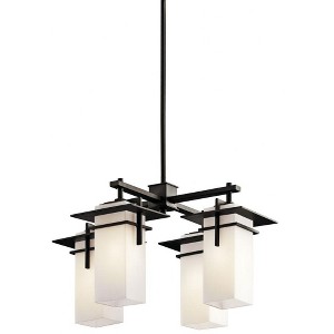 Caterham 12.75 inch 4 Light Chandelier with Satin Etched Cased Opal Glass in Olde Bronze® - 1 of 4