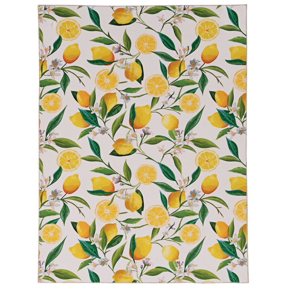 Photos - Area Rug Linon 3'x5' Washable Sumner Rug Ivory/Yellow 