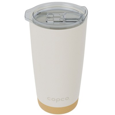 Copco Travel Tumbler with Cork Bottom, 20 oz. Double Wall Insulated Stainless Steel Coffee Mug, Leak-Proof BPA Free Lid