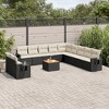 vidaXL 12 Piece Patio Sofa Set with Cushions Black Poly Rattan - Black and Cream - 2 of 4