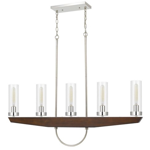 5 X 34 75 Metal Ercolano Pine Modern Chandelier With Glass Shade Brushed Steel Cal Lighting Target