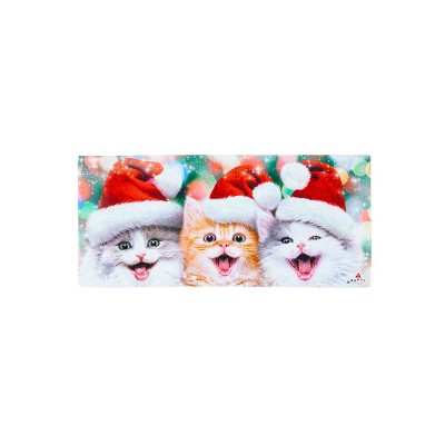 Evergreen Santa Trio Kittens Sassafras Indoor Outdoor Switch Doormat 1'10"x10" Multicolored