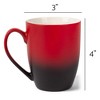 Elanze Designs Red Black Two Toned Ombre Matte 12 ounce Ceramic Stoneware Coffee Cup Mugs Set of 4 - 4 of 4