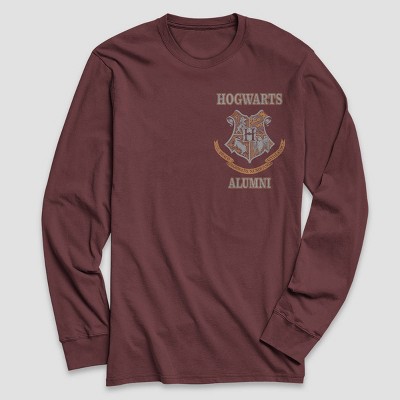 Harry Potter Hogwarts (Front/Back Print) Mens Long Sleeve Sublimation Shirt, Men's, Size: Medium, White