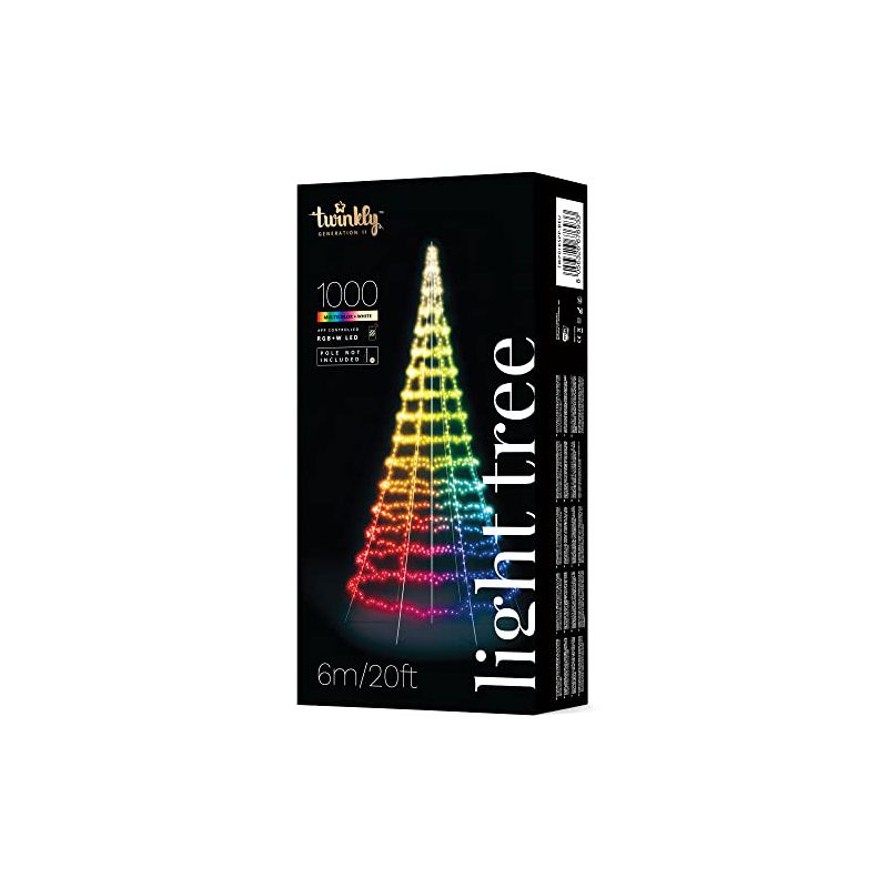 Twinkly Light Tree  App-Controlled Flag-Pole Christmas Tree - Black Wire. Pole Included. Outdoor Smart Christmas Lighting Decoration, 1 of 8
