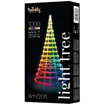 Twinkly Light Tree  App-Controlled Flag-Pole Christmas Tree - Black Wire. Pole Included. Outdoor Smart Christmas Lighting Decoration