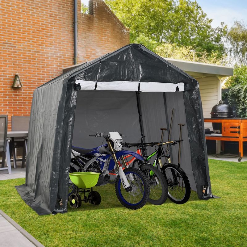 Aoodor 6 X 6 FT Heavy Duty Storage Shelter, Portable Shed Carport with Roll-up Zipper Door ,Waterproof and UV Resistant, 2 of 9