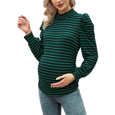 Maternity Top Striped Shirts Pregnant Ruched Tunic Pullover Sweater