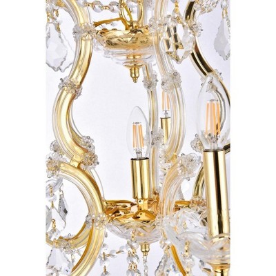 Maria Theresa Gold and Clear Crystal 6-Light Pendant Chandelier