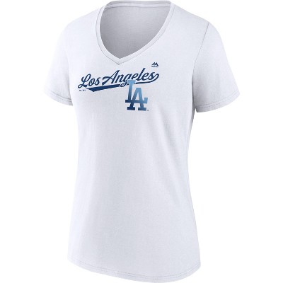 LA Dodgers Shirt Women Small S Blue Short Sleeve V Neck MLB Baseball Adults