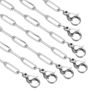 Unique Bargains Thin Flat  Stainless Steel Charm Snake Chain Necklaces 10 Pcs - 1 of 4