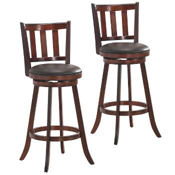 Costway Set of 2 29.5'' Swivel Bar stool Leather Padded Dining Kitchen Pub Bistro Chair High Back