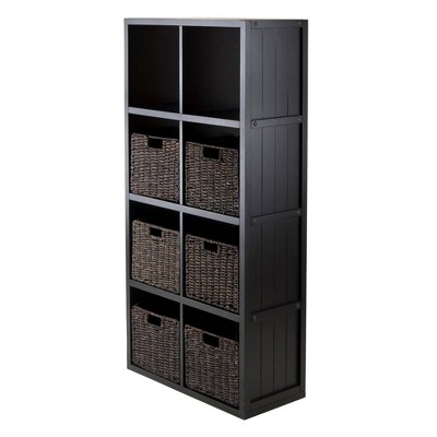 7pc Timothy Set Storage Shelf 4X2 with Baskets Black - Winsome