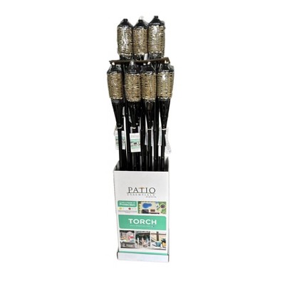 Patio Essentials 60.04" Woven Rope Bamboo Outdoor Torch Natural Wood/Black