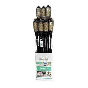 Patio Essentials 60.04" Woven Rope Bamboo Outdoor Torch Natural Wood/Black - 1 of 2