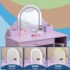 Kids Vanity Set with Mirror, 2 In 1 Little Girls Vanity Table & Stool, Kids Makeup Desk with Drawer, Dressing Table with Open Shelves for 3-9 - 4 of 4