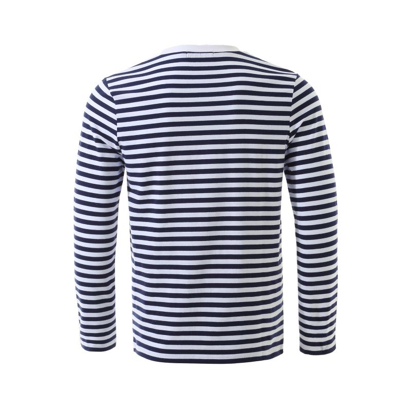 Lars Amadeus Men's Casual Striped Crew Neck Long Sleeve Pullover T-Shirt, 3 of 7
