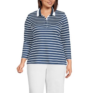 Lands' End Women's 3/4 Sleeve Supima Cotton Polo Shirt - 1 of 4