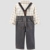 Carter's Just One You® Baby Boys' 2pc Plaid Suspender Top & Bottom Set - Ivory - 3 of 4