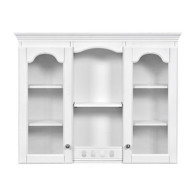 Vynxaria White Wall-Mounted Medicine Cabinet with Glass Doors and Adjustable Shelves