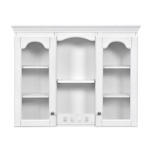 Vynxaria White Wall-Mounted Medicine Cabinet with Glass Doors and Adjustable Shelves - 1 of 4