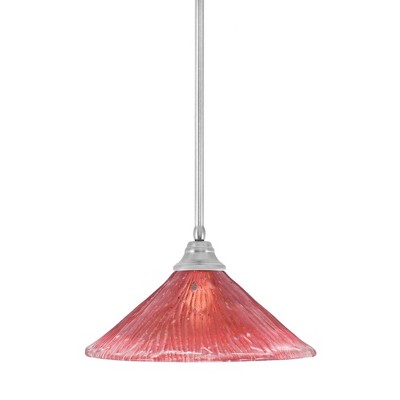 Toltec Lighting Any 1 - Light Pendant in  Brushed Nickel with 16" Raspberry Crystal Shade