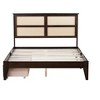 DOMETOUR Full Size Bed with Rattan Headboard, Two Storage Drawers, Rubber Wood Bed with Enhanced  Support Salts and Feet,Espresso - 4 of 4