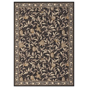 8'x10' Washable Botanical Farmhouse Living Room Bedroom Rugs, Soft Ultra Thin Floor Carpet for Nursery Dining Room Office, Brown - 1 of 4