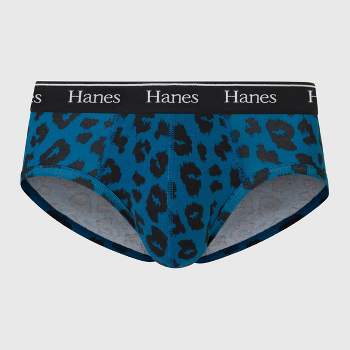 Hanes Originals Premium Men's Leopard Print Briefs - Blue