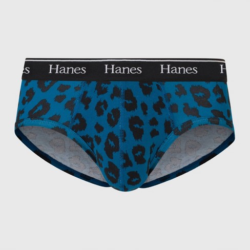 Hanes Originals Premium Men's Leopard Print Briefs - Blue XL