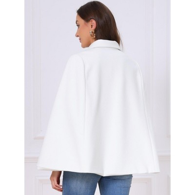 INSPIRE CHIC Women's Cape Winter Vintage Double Breasted Slit Sleeve Elegant Cloak Outwear Coats with Pockets Large White — фото 3