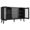 Storage Cabinet with 3 Long Rainbow Glass Doors, Large Capacity Particleboard Sideboard, Modern for Kitchen, Dining, or Living Room Black - 4 of 4