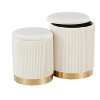 Marla Contemporary Nesting Pleated Ottoman Set in Gold Metal and Cream Velvet by LumiSource - 3 of 4