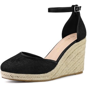 Allegra K Women's Closed Toe Lace Wedge Heels Wedge Sandals - 1 of 4