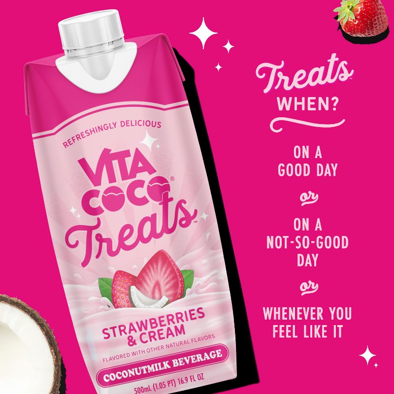 Vita Coco Treats Strawberries &#38; Cream Coconut Milk Drink - 16.9 fl oz Box, 4 of 7