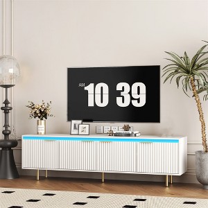 TV Stand For 70-79 Inches TV, Mid Century Modern Entertainment Center With Storage Cabinet, 4 Door Handles, Easy Assembly, For Living Room, Bedroom - 1 of 4