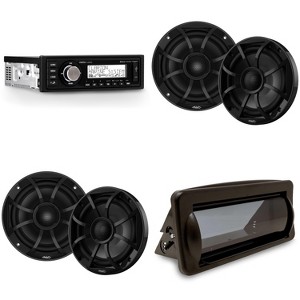 Clarion Marine Boat Audio Upgrade M508 Source Unit, Marine Cover, (2 Pair ) RECON 6-BG Recon Series 6.5" Coaxial speakers With Black XS Grilles And... - 1 of 4
