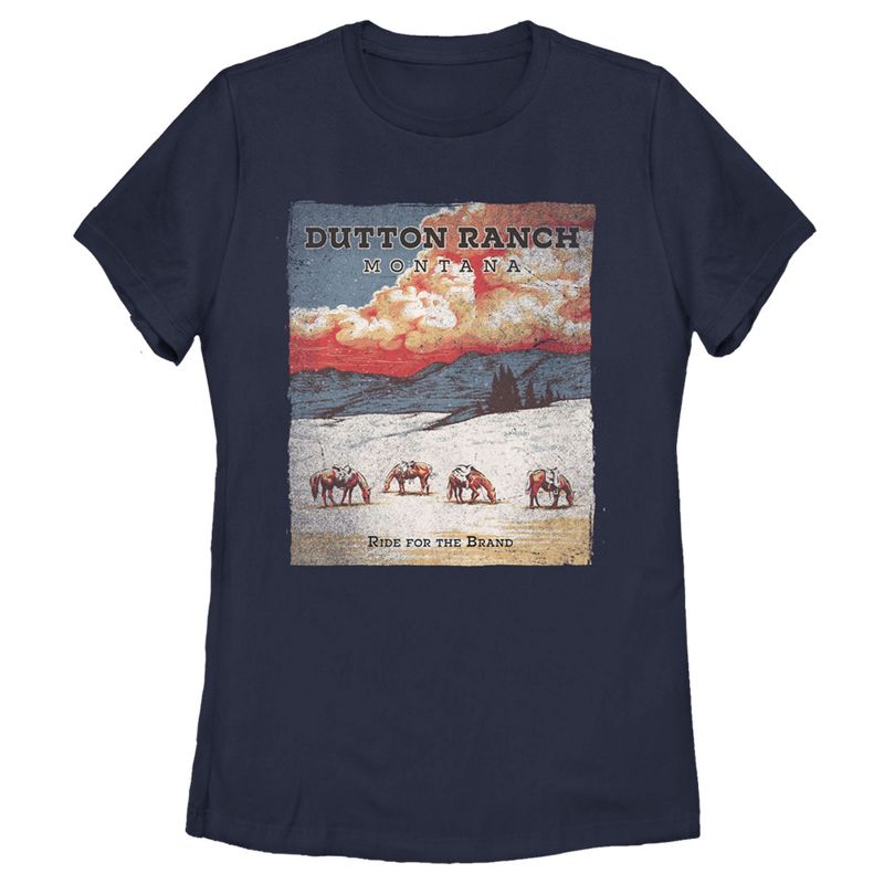 Women's Yellowstone Dutton Ranch Ride For The Brand Snow Poster T-Shirt, 1 of 5