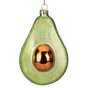 Northlight 4.5" Green and Yellow Glass Avocado Christmas Ornament - 1 of 4