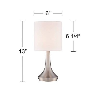 Set of 2 Brushed Nickel Touch Table Lamps with Off-White Fabric Shades