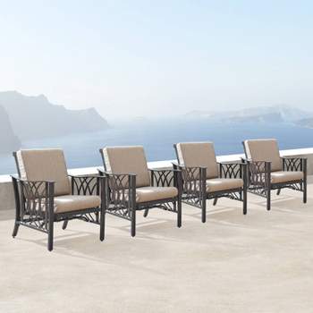 4pk Aluminum Outdoor Deep Seating Club Chairs - Copper/Tan - Oakland Living