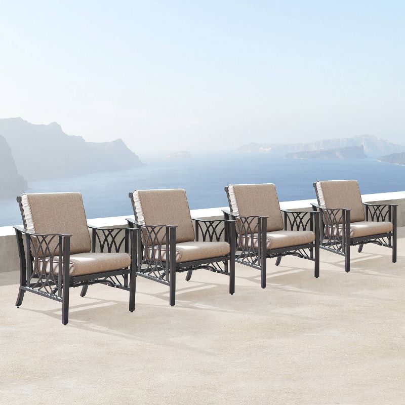 4pk Aluminum Outdoor Deep Seating Club Chairs - Copper/Tan - Oakland Living, 1 of 8